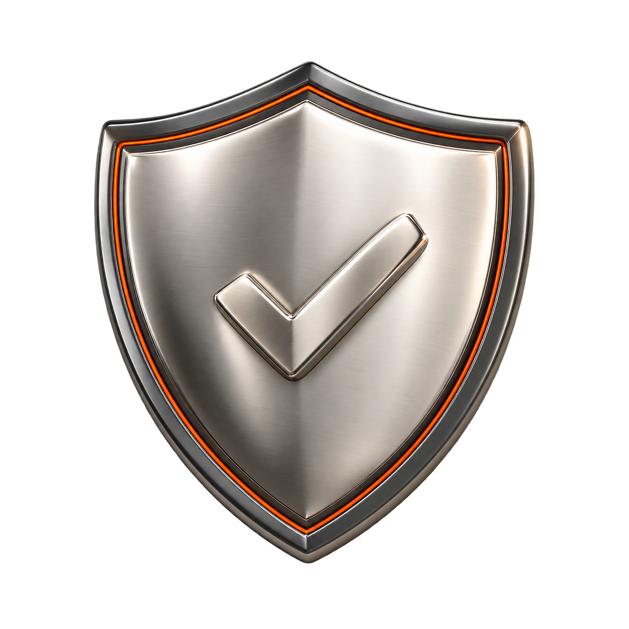 Metallic shield with an orange edge and checkmark, representing Sendvio’s pre-send protection